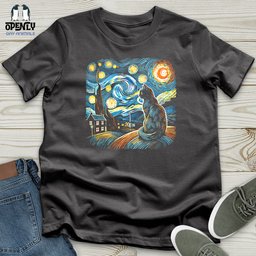 Cat Starry Night Softstyle Tee Gift For Cat Lover