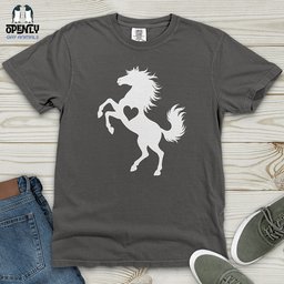 Flat Heart Horse Silhouette Heavy Cotton Comfort Colors Tee Gift For Horse Lover