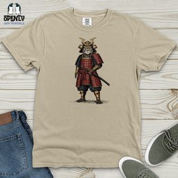 Cat Samurai Heavy Cotton Comfort Colors Tee Gift For Cat Lover