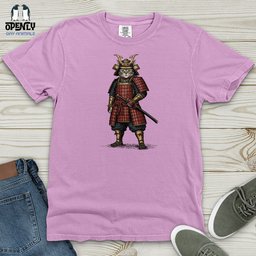Cat Samurai Heavy Cotton Comfort Colors Tee Gift For Cat Lover