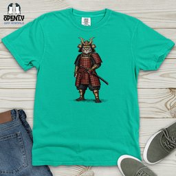 Cat Samurai Heavy Cotton Comfort Colors Tee Gift For Cat Lover
