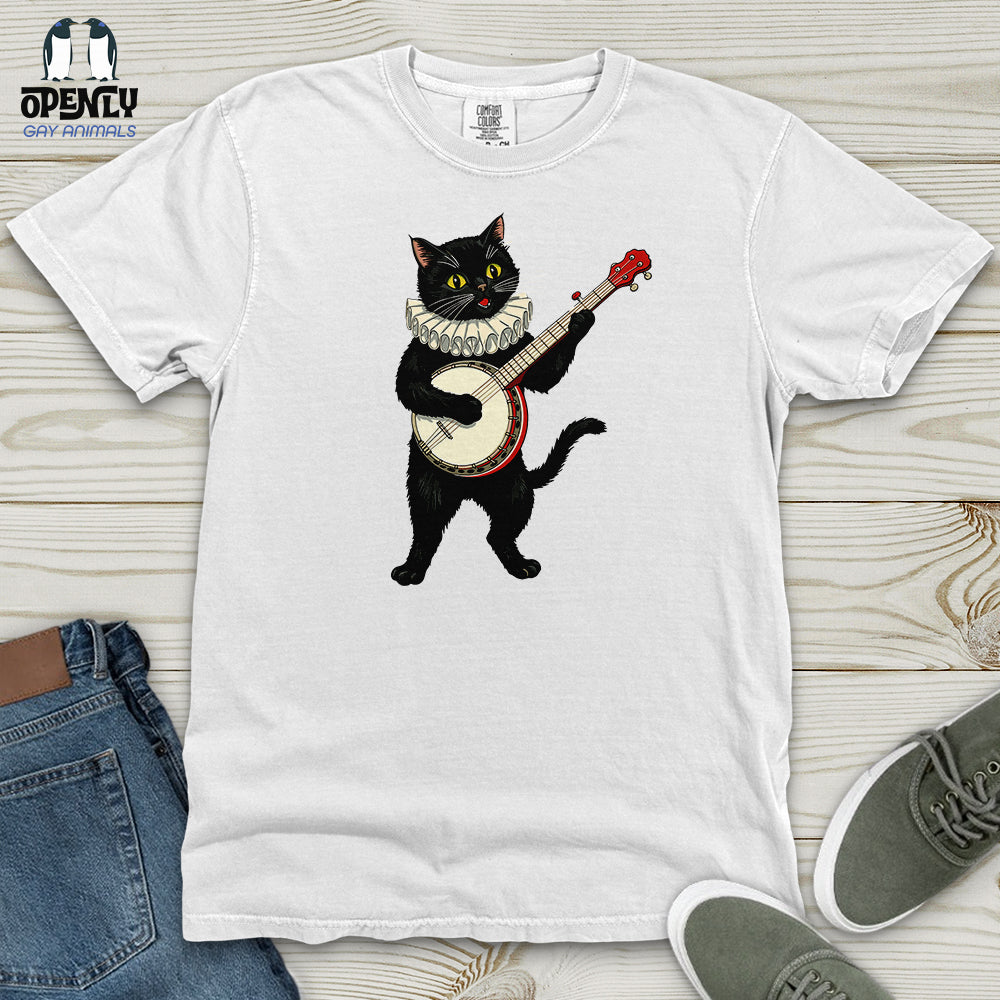 Cat Playing A Banjo Heavy Cotton Comfort Colors Tee Gift For Cat Lover
