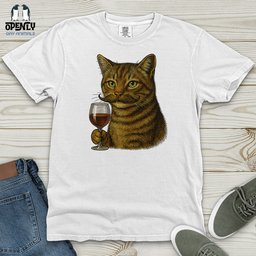 Cat With Wine Glass Heavy Cotton Comfort Colors Tee Gift For Cat Lover