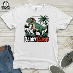 Daddysaurus Heavy Cotton Comfort Colors Tee Gift For Animal Lover