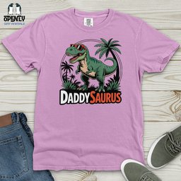 Daddysaurus Heavy Cotton Comfort Colors Tee Gift For Animal Lover