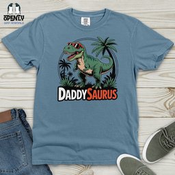 Daddysaurus Heavy Cotton Comfort Colors Tee Gift For Animal Lover