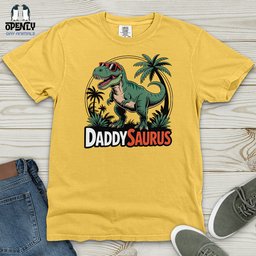 Daddysaurus Heavy Cotton Comfort Colors Tee Gift For Animal Lover