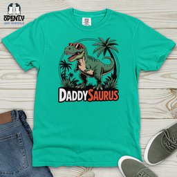 Daddysaurus Heavy Cotton Comfort Colors Tee Gift For Animal Lover