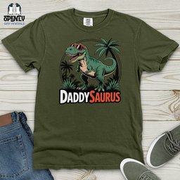 Daddysaurus Heavy Cotton Comfort Colors Tee Gift For Animal Lover