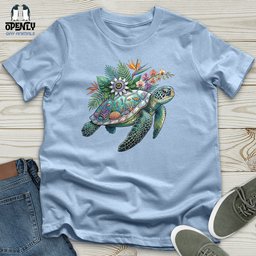 Floral Turtle Unisex T Shirt Gift For Animal Lover