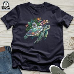 Floral Turtle Unisex T Shirt Gift For Animal Lover
