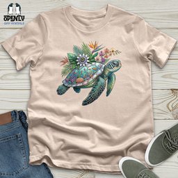 Floral Turtle Unisex T Shirt Gift For Animal Lover