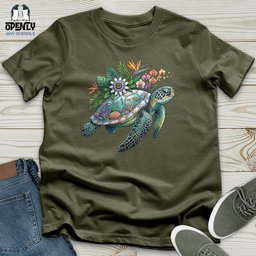 Floral Turtle Unisex T Shirt Gift For Animal Lover