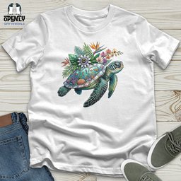 Floral Turtle Unisex T Shirt Gift For Animal Lover