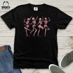 Dancing Pink Skeletons Heavy Cotton Comfort Colors Tee Gift For Animal Lover