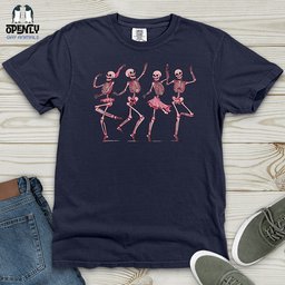 Dancing Pink Skeletons Heavy Cotton Comfort Colors Tee Gift For Animal Lover