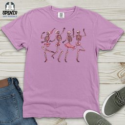 Dancing Pink Skeletons Heavy Cotton Comfort Colors Tee Gift For Animal Lover