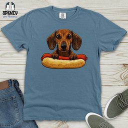Dachshund Hotdog Hug Heavy Cotton Comfort Colors Tee Gift For Dog Lover