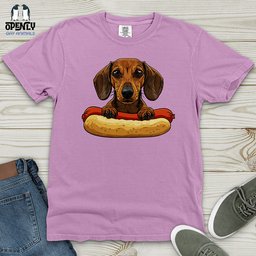 Dachshund Hotdog Hug Heavy Cotton Comfort Colors Tee Gift For Dog Lover