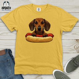 Dachshund Hotdog Hug Heavy Cotton Comfort Colors Tee Gift For Dog Lover