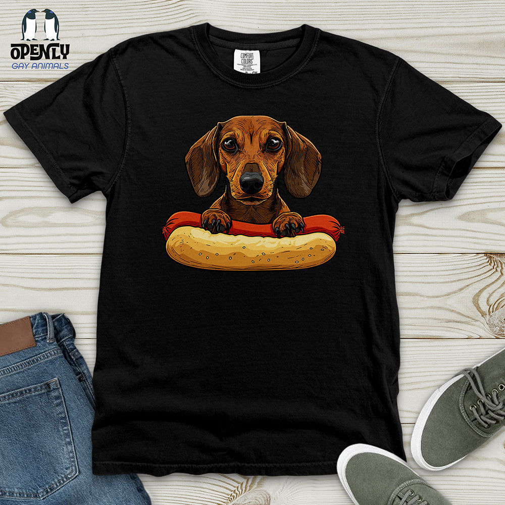 Dachshund Hotdog Hug Heavy Cotton Comfort Colors Tee Gift For Dog Lover