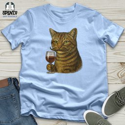 Cat With Wine Glass Softstyle Tee Gift For Cat Lover