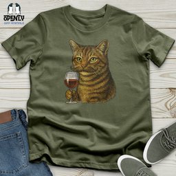 Cat With Wine Glass Softstyle Tee Gift For Cat Lover