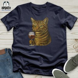 Cat With Wine Glass Softstyle Tee Gift For Cat Lover