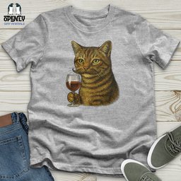 Cat With Wine Glass Softstyle Tee Gift For Cat Lover