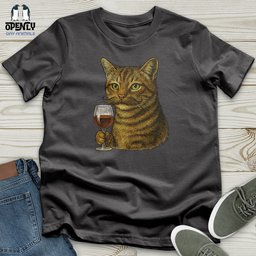 Cat With Wine Glass Softstyle Tee Gift For Cat Lover