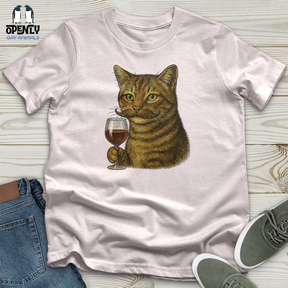 Cat With Wine Glass Softstyle Tee Gift For Cat Lover