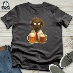 Comics Dog Drinking Beer Softstyle Tee Gift For Dog Lover