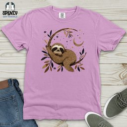 Cosmic Sloth Dreams Heavy Cotton Comfort Colors Tee Gift For Animal Lover