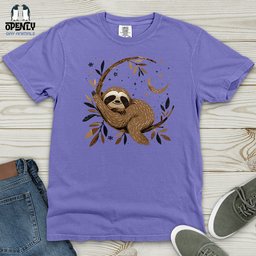 Cosmic Sloth Dreams Heavy Cotton Comfort Colors Tee Gift For Animal Lover