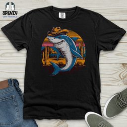 Cowboy Shark Heavy Cotton Comfort Colors Tee Gift For Animal Lover
