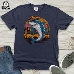 Cowboy Shark Heavy Cotton Comfort Colors Tee Gift For Animal Lover