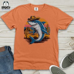Cowboy Shark Heavy Cotton Comfort Colors Tee Gift For Animal Lover