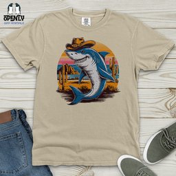 Cowboy Shark Heavy Cotton Comfort Colors Tee Gift For Animal Lover