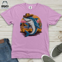 Cowboy Shark Heavy Cotton Comfort Colors Tee Gift For Animal Lover
