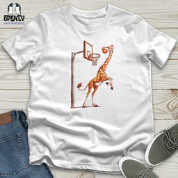 Giraffe Hoops Slam Unisex T Shirt Gift For Animal Lover
