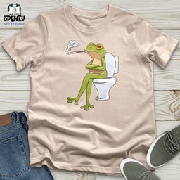 Frog Sitting On A White Toilet Unisex T Shirt Gift For Frog Lover