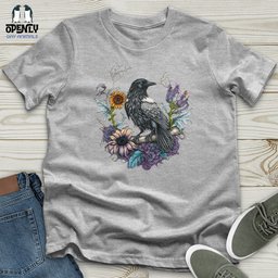 Flower Wreath Raven Unisex T Shirt Gift For Animal Lover