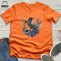 Flower Wreath Raven Unisex T Shirt Gift For Animal Lover