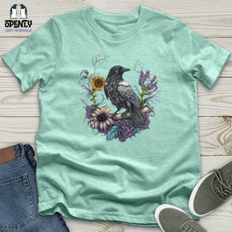 Flower Wreath Raven Unisex T Shirt Gift For Animal Lover