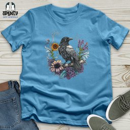 Flower Wreath Raven Unisex T Shirt Gift For Animal Lover