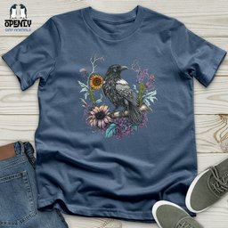 Flower Wreath Raven Unisex T Shirt Gift For Animal Lover