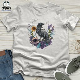 Flower Wreath Raven Unisex T Shirt Gift For Animal Lover