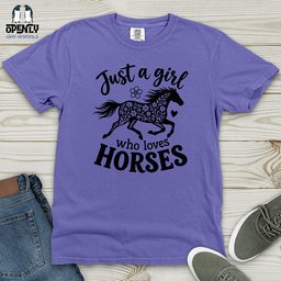 Floral Horse Silhouette Heavy Cotton Comfort Colors Tee Gift For Horse Lover