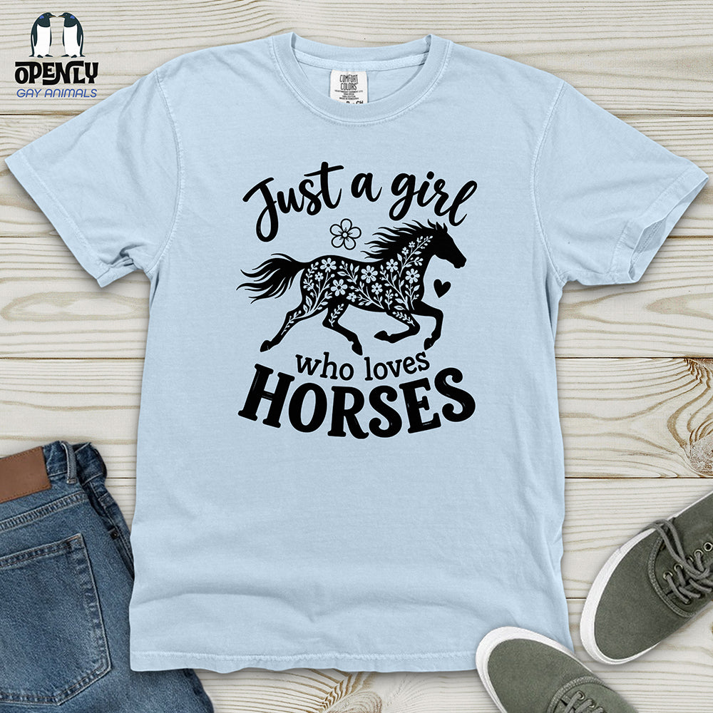 Floral Horse Silhouette Heavy Cotton Comfort Colors Tee Gift For Horse Lover