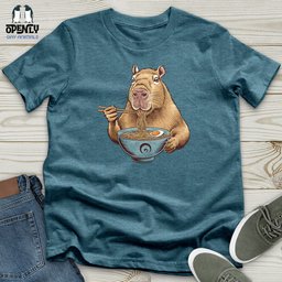 Capybara Eating Noodles Unisex T Shirt Gift For Animal Lover